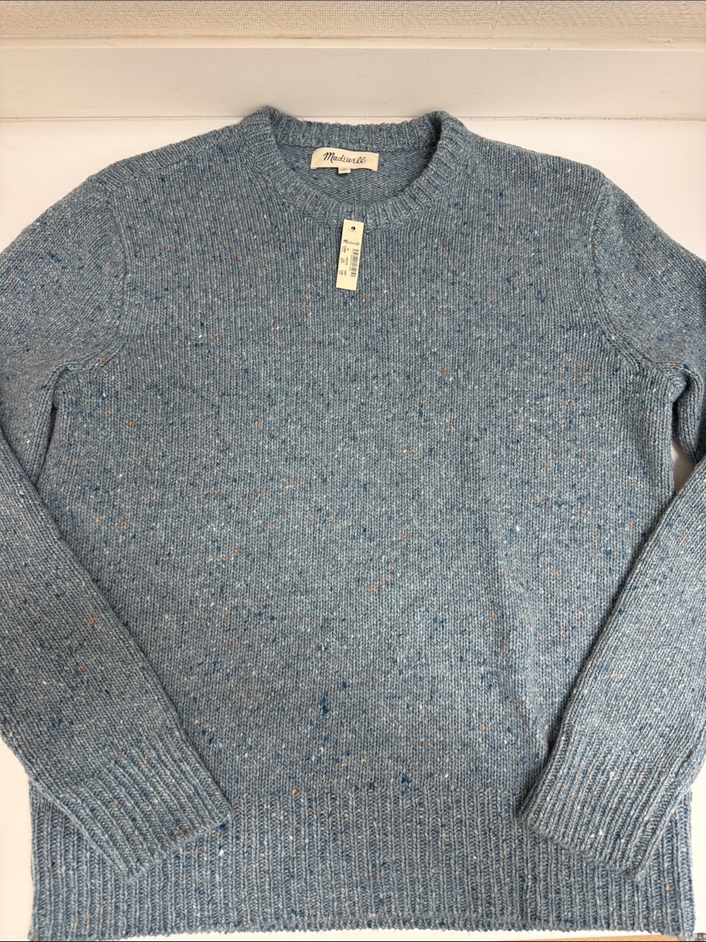 NWT Merino Wool Madewell Light Blue Flecked Crewneck Sweater